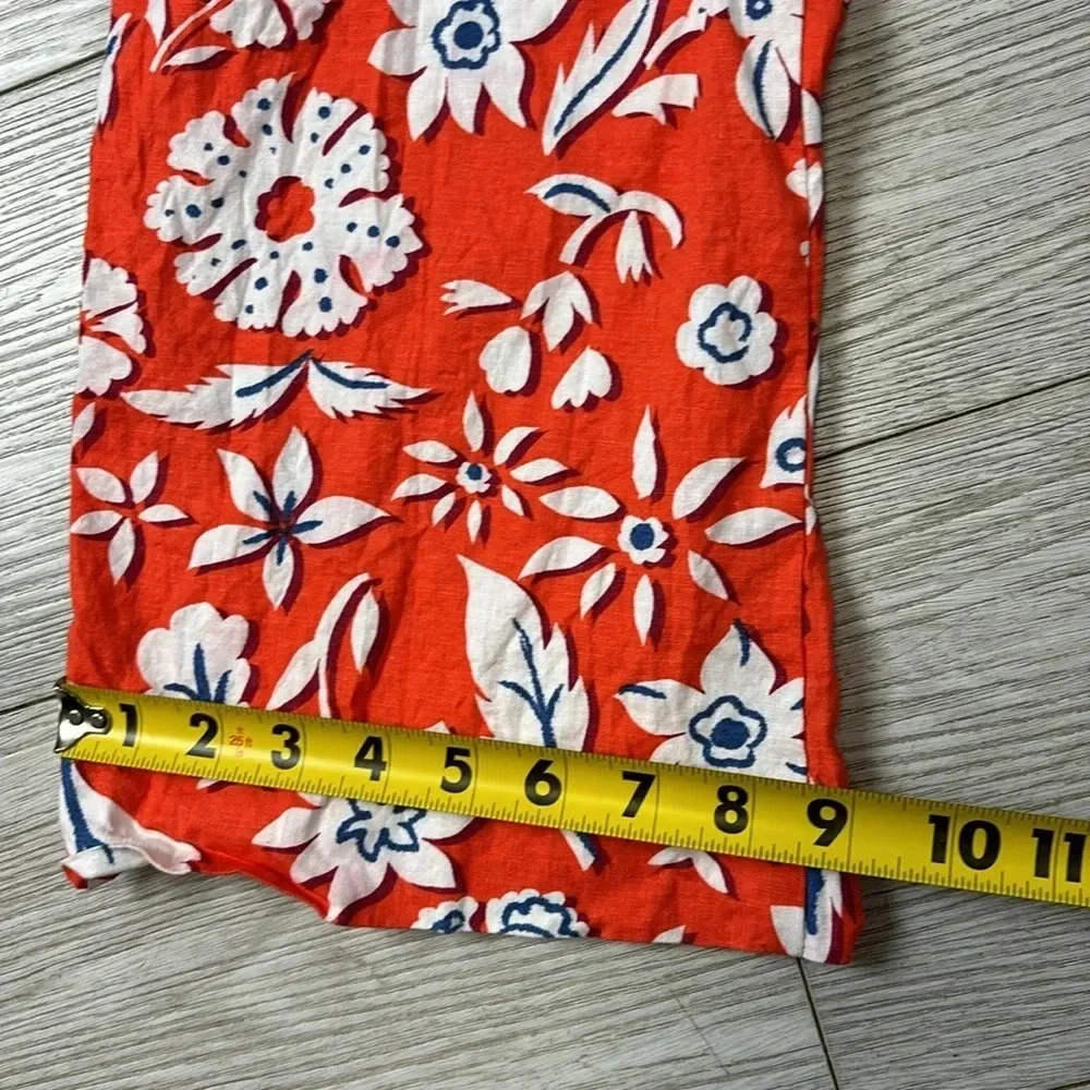 Zara Linen Blend Floral Printed Pants Trousers High Rise Wide Leg Size Small